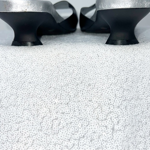 Gianni Bini Dazzle silver and black slide on kitten heels - Picture 9 of 13